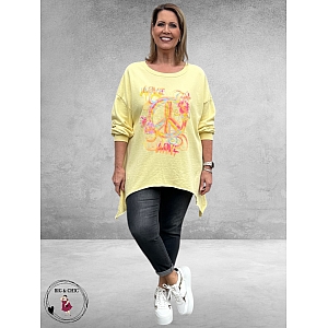 NC Sweater met Statement PEACE Geel